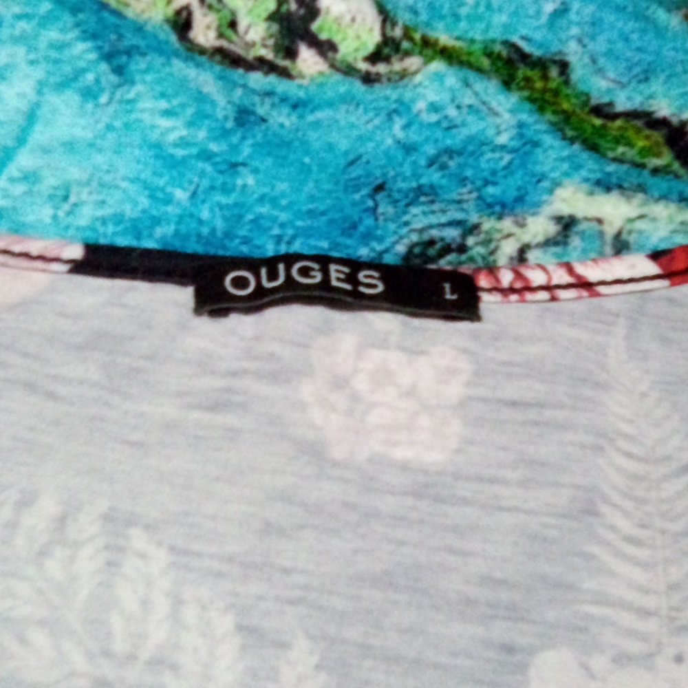 Ouges Black Floral Wrap Dress Size L. - image 3